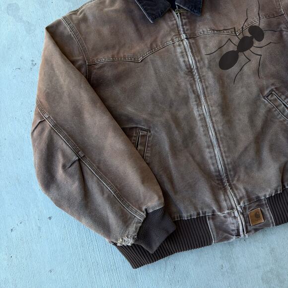 Vintage Y2K Carhartt J14 DKB faded brown work wear jacket - Picture 2 of 9